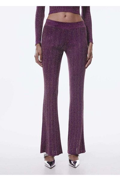 MANGO Woman Tricotaj cu sclipici Pantaloni evazați