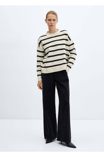 MANGO Woman Round neck striped sweater