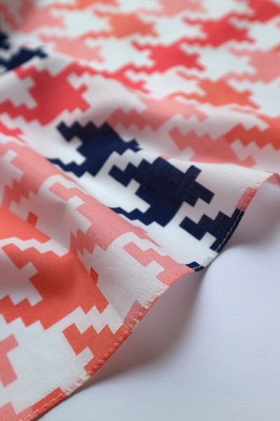 THE MOON Houndstooth Patterned Pink Cotton Scarf Bandana