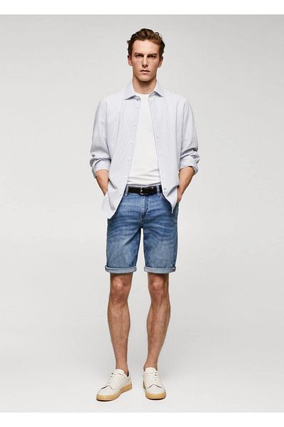 MANGO Man Slim fit τζιν βερμούδα
