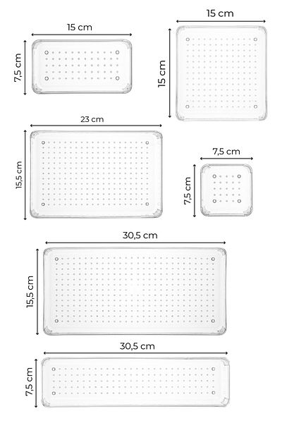 Vienev 8-Piece Transparent Drawer Organizer 1x(B.DKDRTGN,B.KARE,D.DKDRTGN,O.DKDRTGN)2x(K.DKDRTGN,K.KARE)