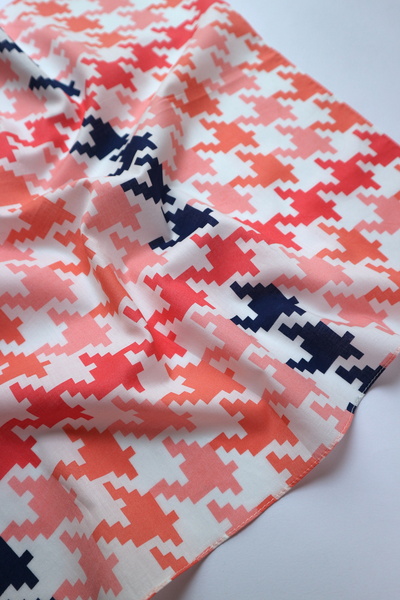 THE MOON Houndstooth Patterned Pink Cotton Scarf Bandana