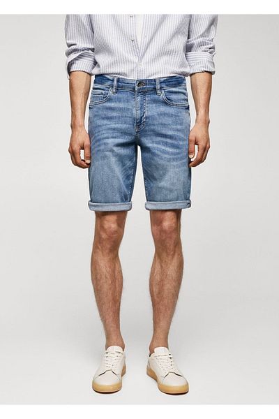 MANGO Man Slim fit τζιν βερμούδα
