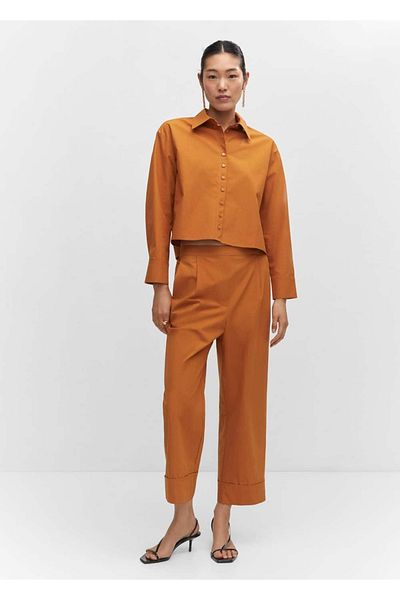 MANGO Woman Plisované culotte kalhoty