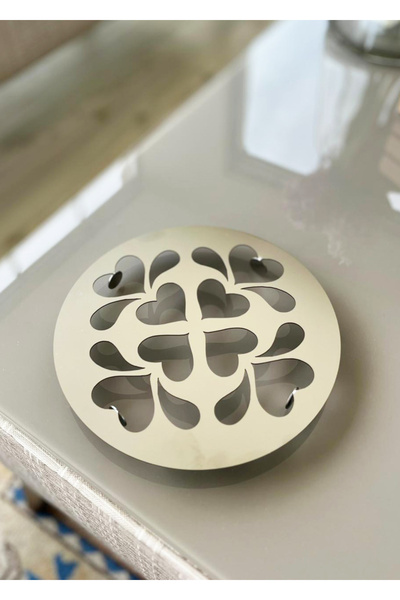 PİGET Paslanmaz Çelik Lüks Nihale Ayaklı Büyük Boy 4 Kalpli Desenli 20cm, Öze...