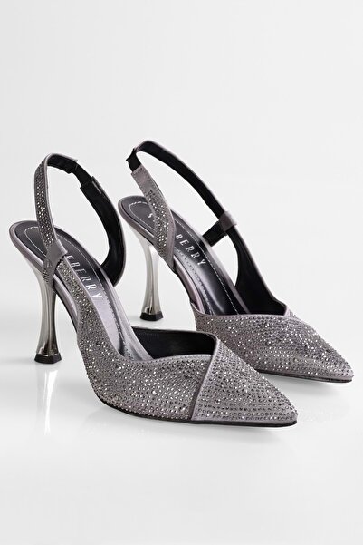 Shoeberry Women's Liberty Platinum Satin Stone Embroidered Stiletto