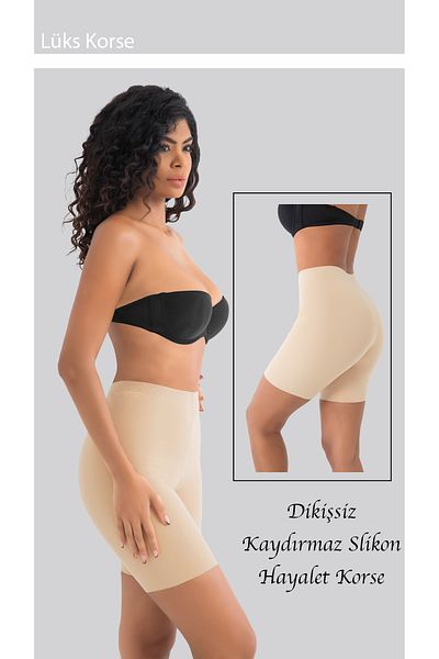 ivavitrin Laser Cut Non-Marking Gathering Women's Corset - Skin Color with Belly and Leg Base