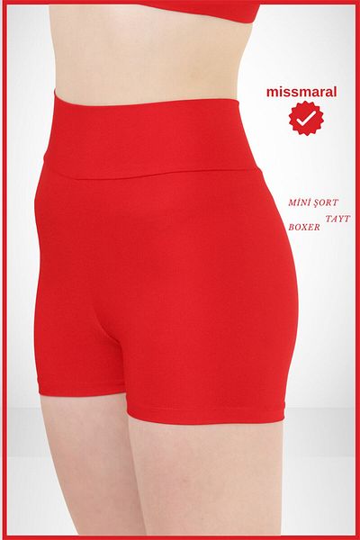 missmaral Women's Mini Shorts Boxer Red High Waist Firming Fit Look 11080