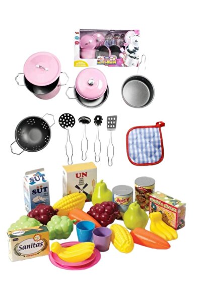 BYCEGU اللون الوردي 11 قطعة لعبة تجهيزات المطابخ وعاء كبس المطبخ النشاط مجموع...