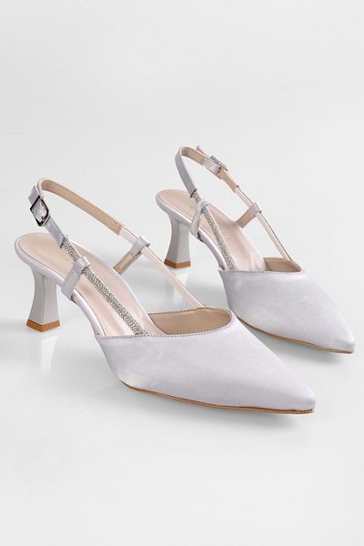 Shoeberry Damen Defs Silber Satin Stiletto