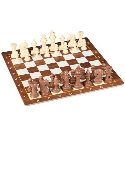 Miajima Wooden Chess Set Walnut Patterned Model