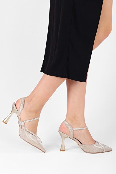 Shoeberry Pantofi cu toc de piatră cu sclipici Jammy Gold de damă Stiletto