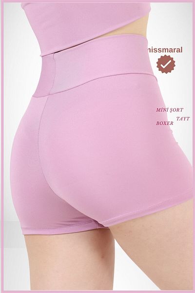 missmaral Mini pantaloni scurti boxer de damă liliac cu talie înaltă cu aspect fermer 11080