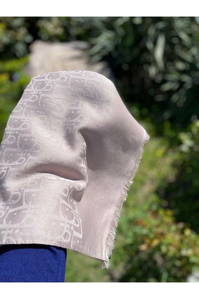 FRESCO SCARFS Γυναικεία Hijab Μεταξένιο Βαμβακερό Ζακάρ Δ Σχέδιο Σάλι Μπεζ