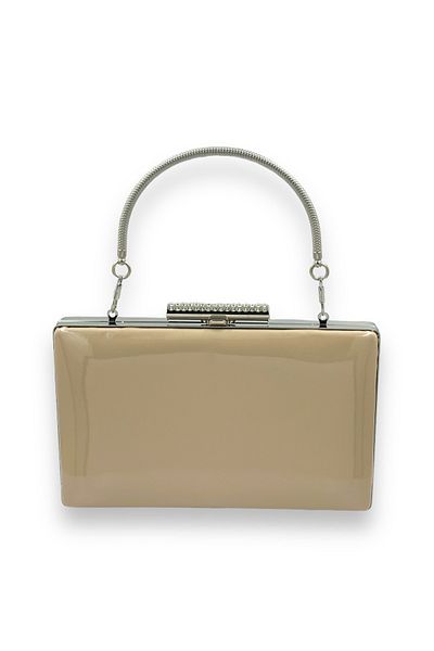 Biçanta Skin Nude Mirror Patent Leather Μεταλλική λαβή Βραδινό Τσάντα Βραδινή Τσάντα Henna Γάμος Αρραβώνας Πρόσκληση στο χορό