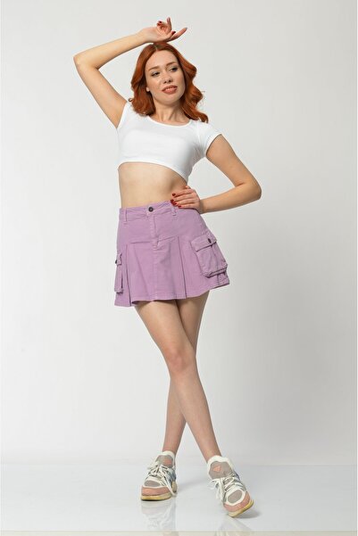 What's Up Whatsup Карго-мініспідниця з кишенями з деніму - Ліла