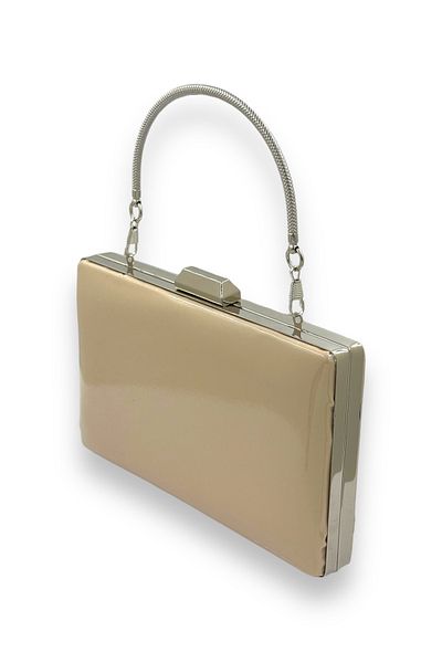 Biçanta Skin Nude Mirror Patent Leather Μεταλλική λαβή Βραδινό Τσάντα Βραδινή Τσάντα Henna Γάμος Αρραβώνας Πρόσκληση στο χορό