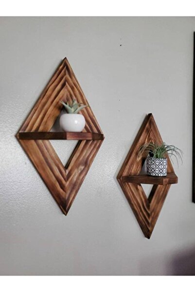 Metmobilya Ahşap Dekoratif 2'Li Duvar Rafı Saksı Askılığı
