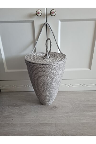 EGE ÖRGÜM Bag Holder Gray Color Decorative Bag Organizer with Lid 30x20 Cm