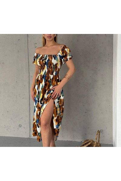SUYA US WEAR Φόρεμα από υφασμάτινο τυλιγμένο πολύχρωμο σχέδιο