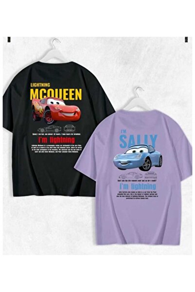 Elvino Πολύχρωμο ζευγάρι μπλουζάκι με στάμπα Sally and McQueen