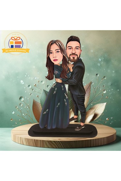 3D Hediye Dünyası Eşime karikatürlü biblo hediye  3d masa üstü biblo hediyesi