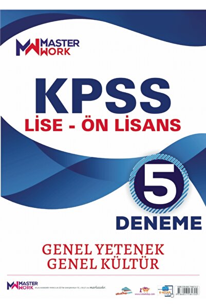 MASTERWORK Kpss Lise - Ön Lisans / Genel Yetenek - Genel Kültür 5 Deneme