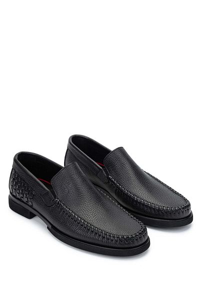 Tamer Tanca Genuine Leather Black Men's Loafer Shoes