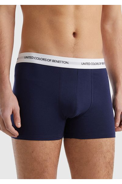United Colors of Benetton Indigo Men's Boxers - Cotton Blended, Logo Printed, Single Color