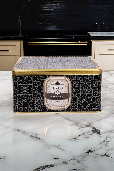 EVLE Er029-v2 Trellis Patterned Square Metal Storage Container 24x24 Cm