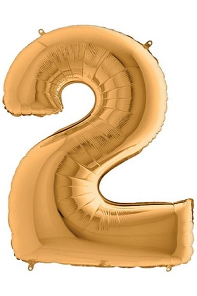Kazanabil GOLD COLORED NUMBER FIGURE FOIL BALLONS 2 NUMBERS