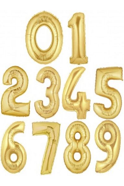 Kazanabil GOLD COLORED NUMBER FIGURE FOIL BALLONS 2 NUMBERS