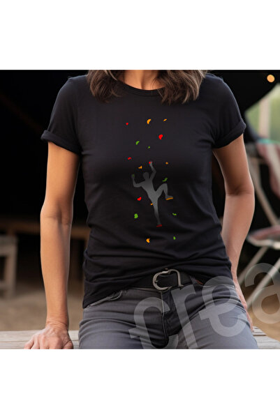 Crea Eymer Wear Чорна футболка з коміром-стійкою, 100% бавовна - для скелелаз...