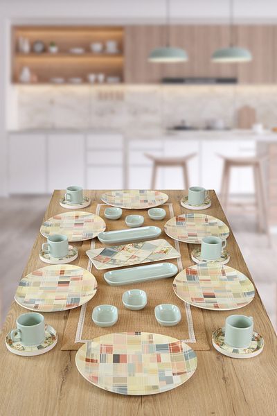 Keramika 27 Pieces Algorithmic Breakfast Set for 6 People