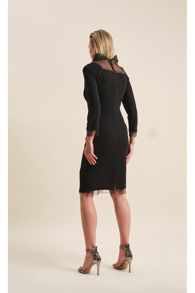 VERDA Rochie brodata cu detalii din tul