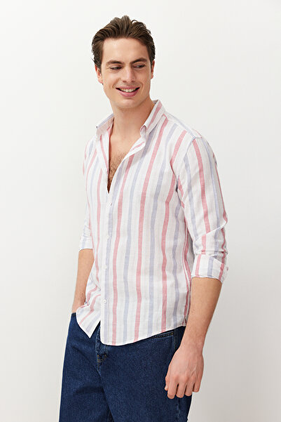 Trendyol Collection Nyári kék csíkos ing - TMNSS24GO00066