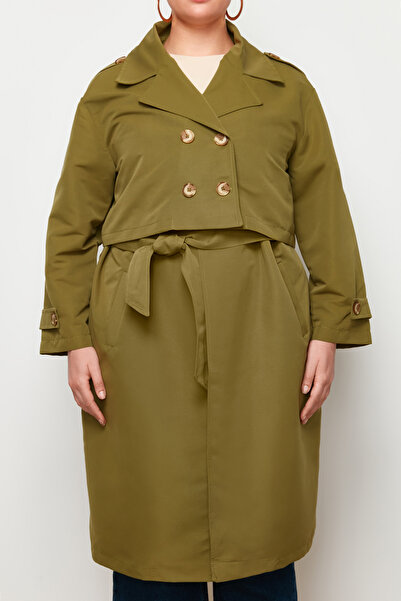 Trendyol Curve KHaki Seasonal Trench Coat Set of 2 - Long and Short Unlined TBBSS24BM00001