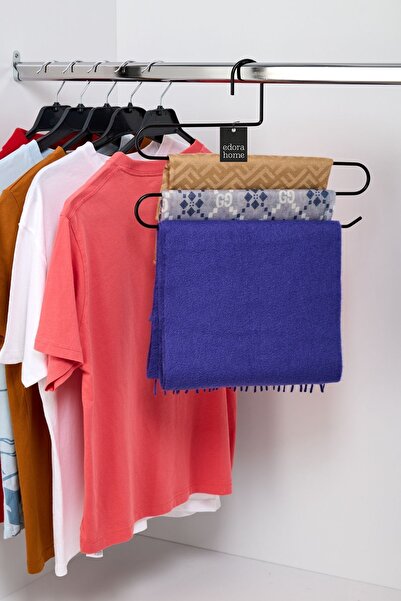 Edora Home Negru 10 piese în interiorul dulapului, pantaloni cu 3 niveluri, haine, șal, eșarfă, cuier, cuier pentru garderobă - metal inoxidabil