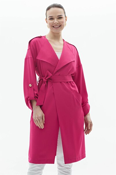 Genel Markalar Geniş Yaka Apoletli Uzun Ceket