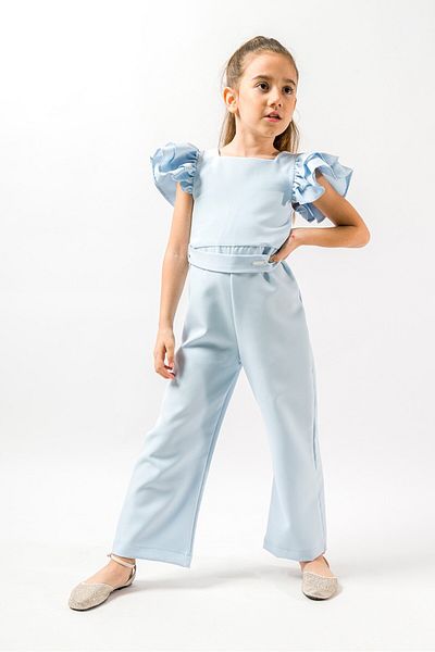 SIRRI 6, 8, 10, 12 Years Old Girl's Evening Dress Jumpsuit - Stylish Square Collar Design