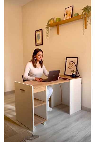 ERİZA Desk, Sihirli Smart Çalışma Masası ve Mutfak Masası, Beyaz Naturel