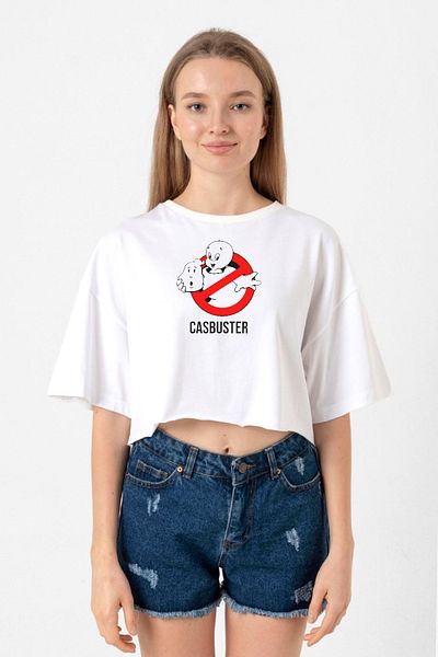 Tshirthane Casper The Friendly Ghost Casbuster White Women's Crop T-shirt