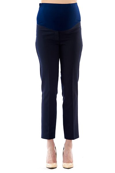 Motherway Maternity Adjustable Waist Navy Blue Fabric Work Trousers
