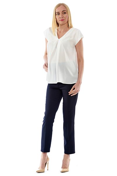 Motherway Maternity Adjustable Waist Navy Blue Fabric Work Trousers