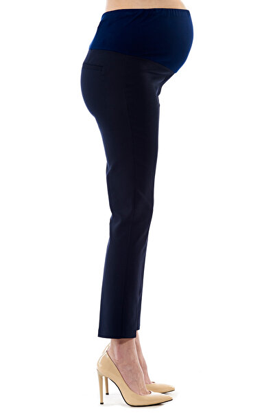Motherway Maternity Adjustable Waist Navy Blue Fabric Work Trousers