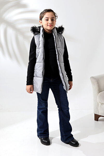 Talsmoda СІРИЙ КОЛЬОРОВИЙ КАПЮШОН ДИТЯЧИЙ КАПІТОНОВИЙ ЖИЛЕТ