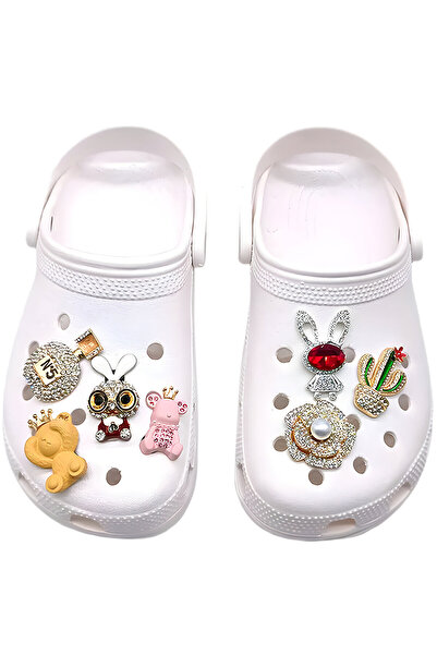 Crocs Metal Taşlı Terlik Süsü Ay Baykuş-Metal Taşlı jibbitz-Metal Taşlı Charm-metal terlik süsü