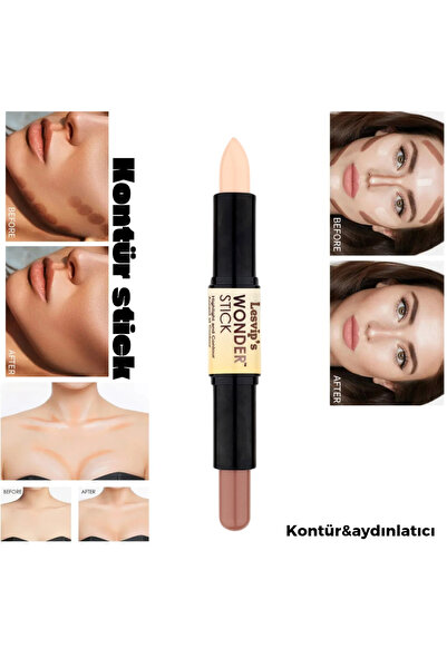 Lesvip's Wonder stick çift taraflı stick krem kontür & aydınlatıcı 01