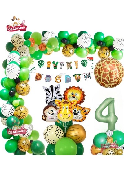 Bkmc Safari Partisi Malzemeleri Safari Temalı Folyo Lüks Zincir Balon Seti Do...