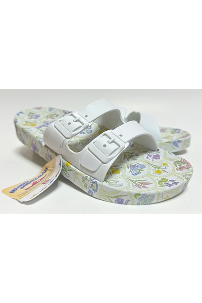 GEZER NON-SLIP ANATOMIC SOLE WHITE DOUBLE STRAP WITHOUT BUCKLE WOMEN'S HOME STREET MAGNIFIER AND WET FLOOR SLIPPERS